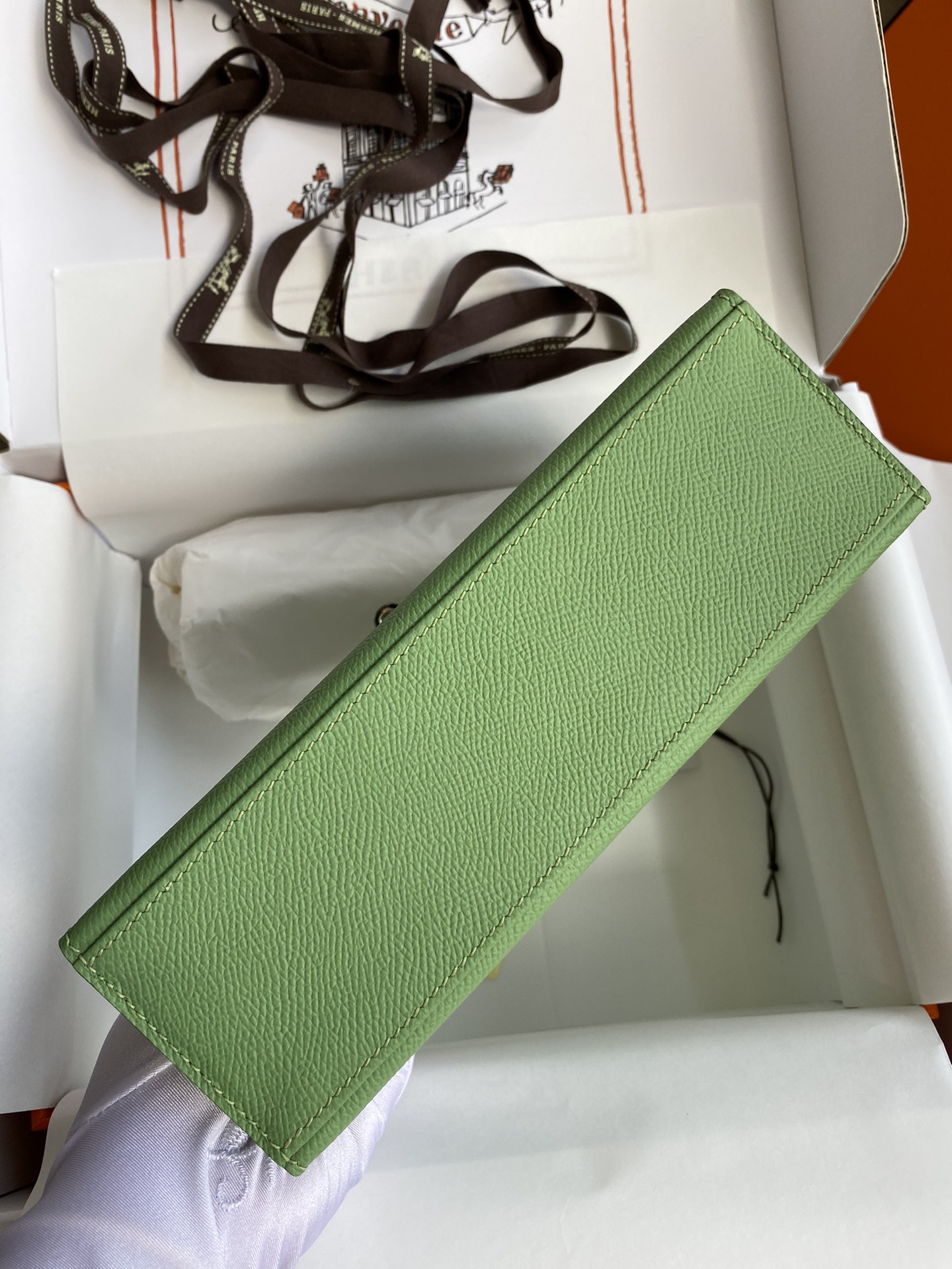 Hermes Mini Kelly Pochette 22cm Bag In Kiwi Green Epsom Leather